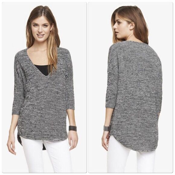 ✨ Marled Oversized Deep V-Neck Tunic Sweater✨ - Picture 1 of 3